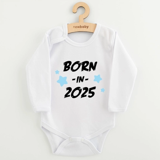 Babybody mit Aufdruck New Baby Born in 2025, blau