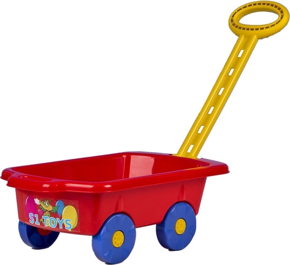Kinder-Plastikhandwagen mit Zuggriff 45 cm – rot