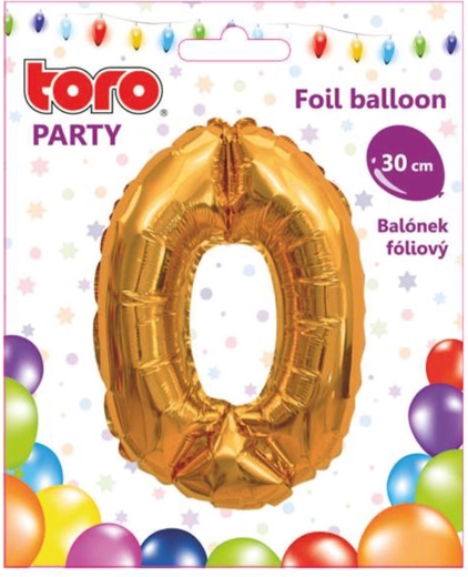 Folienballon Ziffer 0, 30 cm, gold TORO