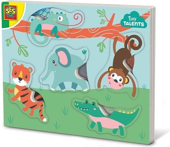 SES hölzernes Fühlpuzzle mit Tieren
