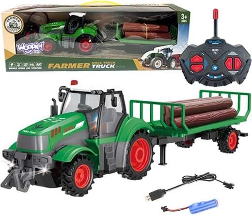 RC-Traktor mit Holzstamm-Anhänger 1:24 WOOPIE