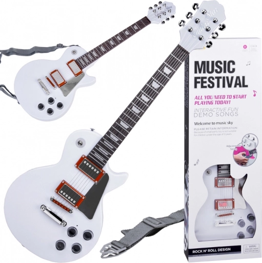Elektrische Kinder-Gitarre mit Gurt – Weiß