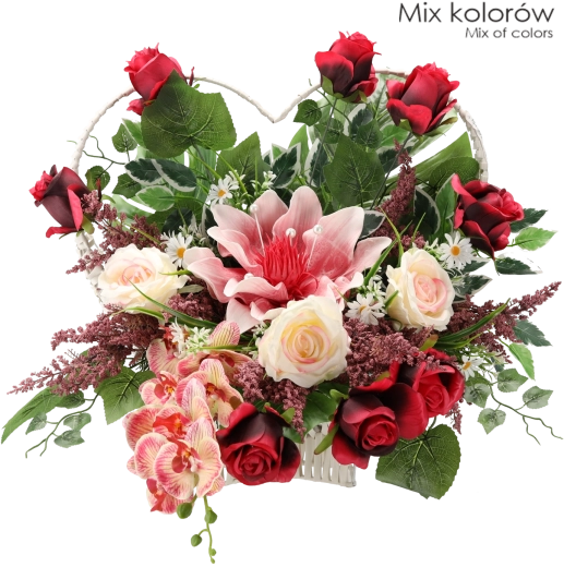 Üppige Kombination aus Rosen, ergänzenden Blüten und Grün