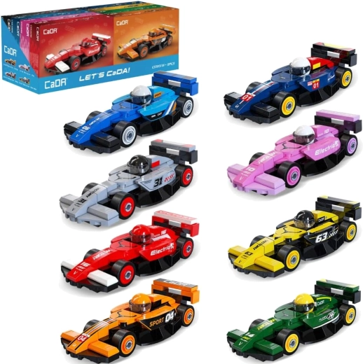 CADA Bauset: Set mit 8 Rennwagen Circuit Racing Car, 560 Teile