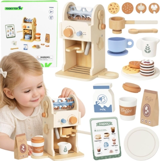 Tooky Toy Holz-Kaffeemaschine für Kinder – Barista-Set