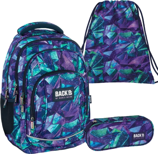 Schulset BackUP Crystal 3in1 (Rucksack, Federmäppchen-Etui und Turnbeutel)