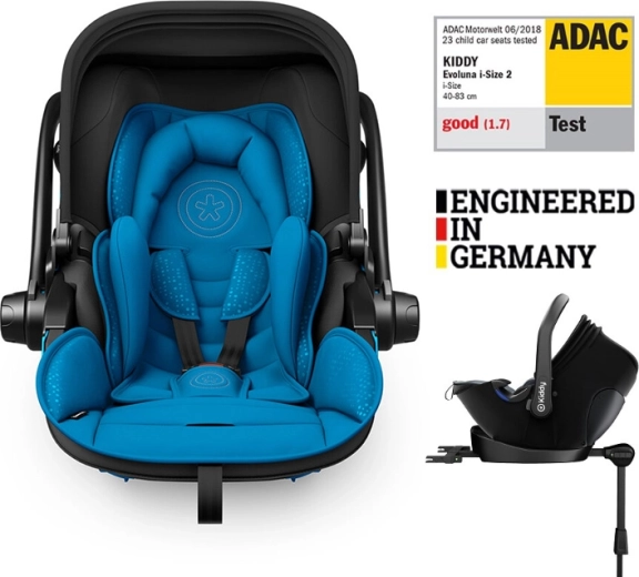Kiddy Evoluna i-Size 2 Autositz mit ISOFIX-Basis 40–83 cm, Summer Blue
