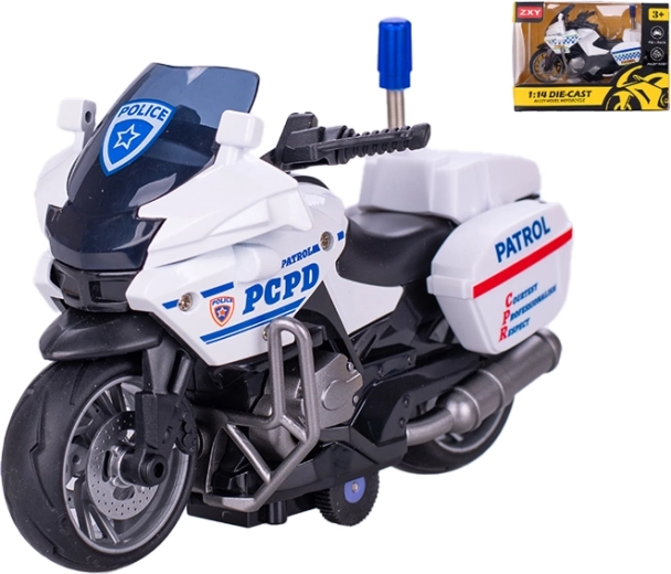 Polizeimotorrad aus Metall 1:14 mit Rückzugmechanismus