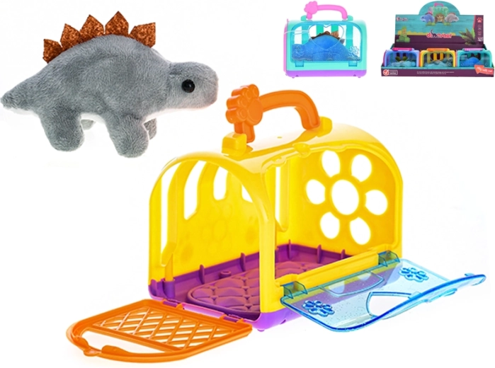 Plüsch-Dinosaurier mit Transportbox 14 cm
