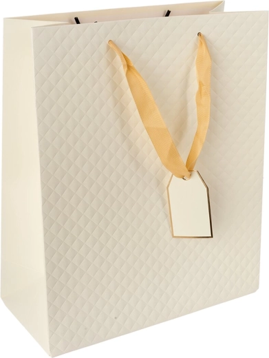 Geschenkpapiertüte beige Quilt 26 × 12 × 32 cm