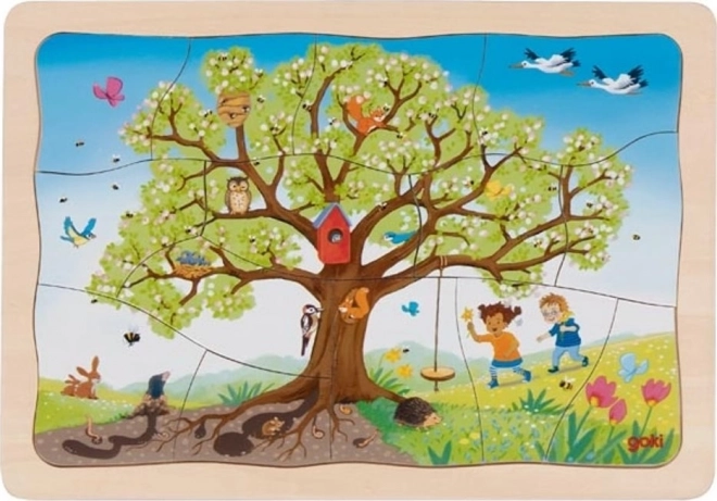 GOKI Mehrschichtiges Puzzle Apfelbaum im Jahreslauf