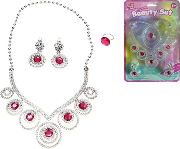 Mädchenschmuck-Set – Herz-Halskette, Ohrringe und Ring