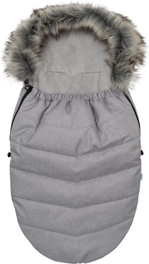Kinderfußsack mit Fellbesatz hellgrau