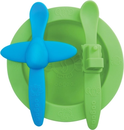 Set aus Kinder-Silikongeschirr Oogaa grün-blau