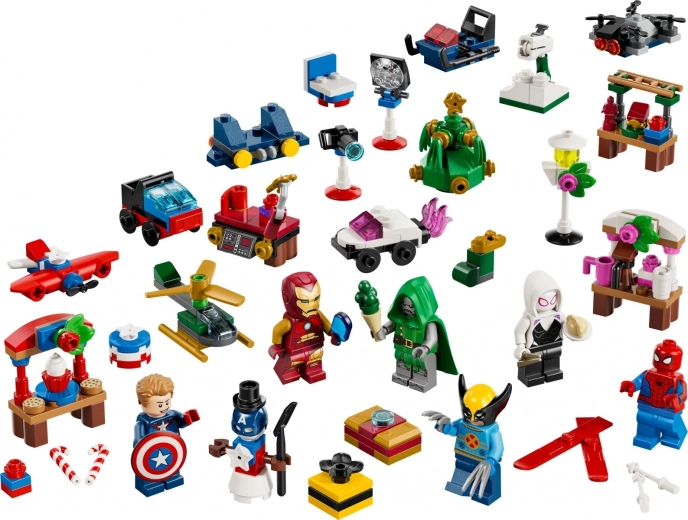 6 LEGO Marvel Minifiguren mit festlichem Zubehör