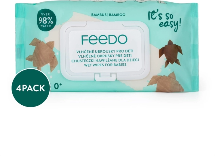 Feedo Bambus-Feuchttücher ohne Plastik 4×56 Stk.
