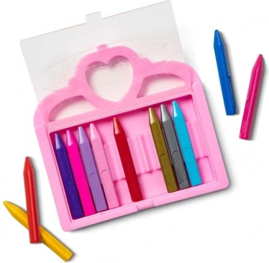 Wachsmalstifte für Kinder – 12 Farben in rosa Etui mit Krone