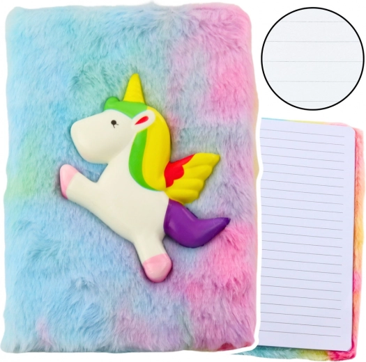 Bunte Plüsch-Notizbuch mit 3D-Einhorn
