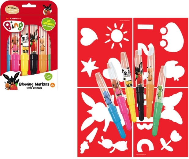 Blasfilzstifte mit Schablonen KLEINER HASE BING, Set 6 Stk.