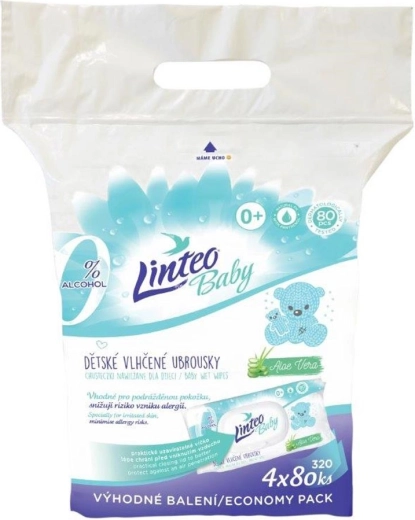 Linteo Baby Feuchttücher mit Aloe Vera, 4×80 Stk.