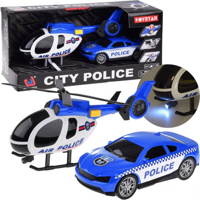 Spielset Polizei: Auto und Hubschrauber