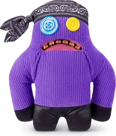 Fuggler Sasquoosh Plüschtier, lila, mit Bandana und goldenen Zähnen, 22 cm