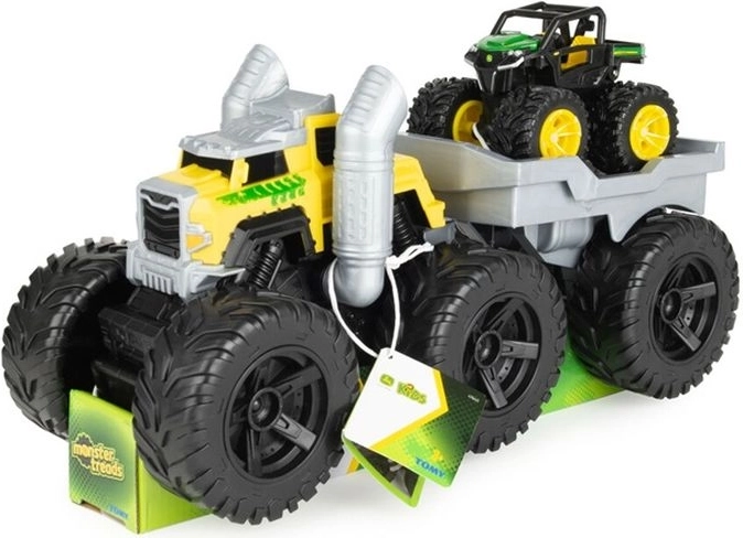 Tomy John Deere Monster Treads Roaring Rev Up Hauler – Set aus Monster-Truck-Transporter und Gator-Fahrzeug