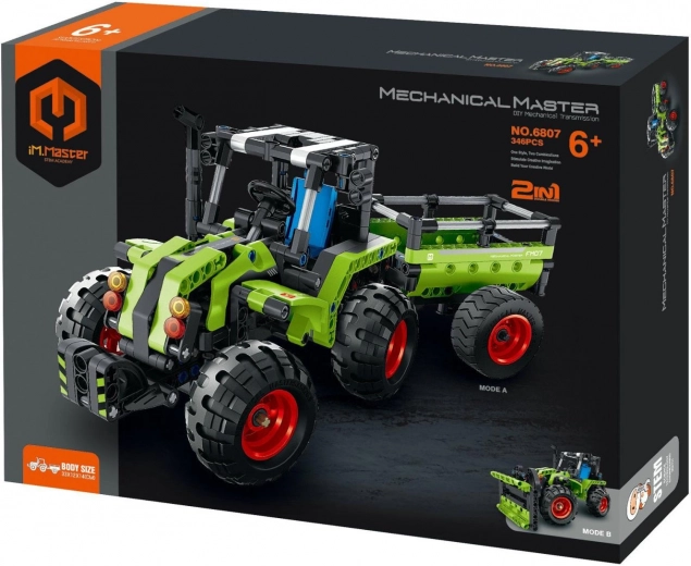 Bauset iM.MASTER Traktor 2-in-1 – Traktor und Traktor mit Anhänger, 346 Teile