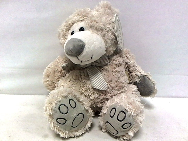 Plüschbär mit Schleife in Ecru, 27 cm