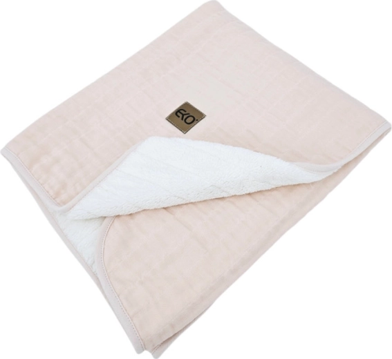 EKO Musselindecke mit Fell, rosa 75 × 90 cm
