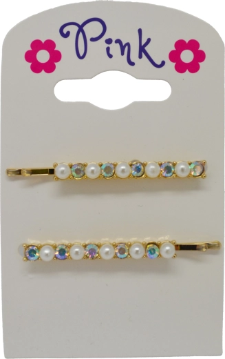 Set mit 2 Haarklammern mit Perlen und Strasssteinen