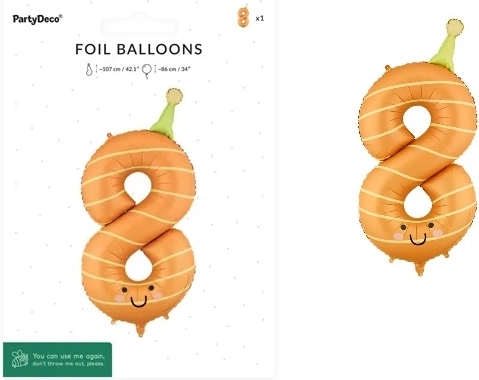 Folienballon Zahl 8 Orange 86 cm
