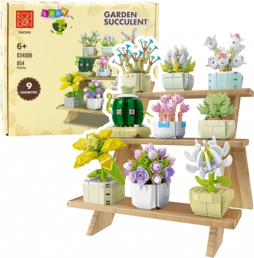Konstruktions-Bauset Blumen in Blumentöpfen, 9 Modelle, 854 Teile