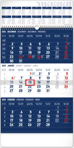 Wandkalender Notique Dreimonats Standard Blau 2025