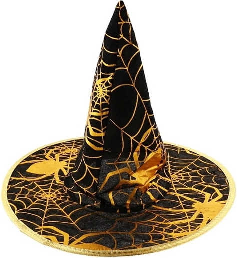 Hexenhut mit goldenem Spinnennetz