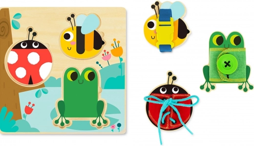 Holz-Aktivtafel mit Tieren und Sortierspiel TOOKY TOY