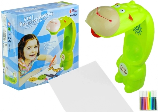 Kinder-Projektor Giraffe zum Zeichnen mit Heft und Wasser-Filzstiften