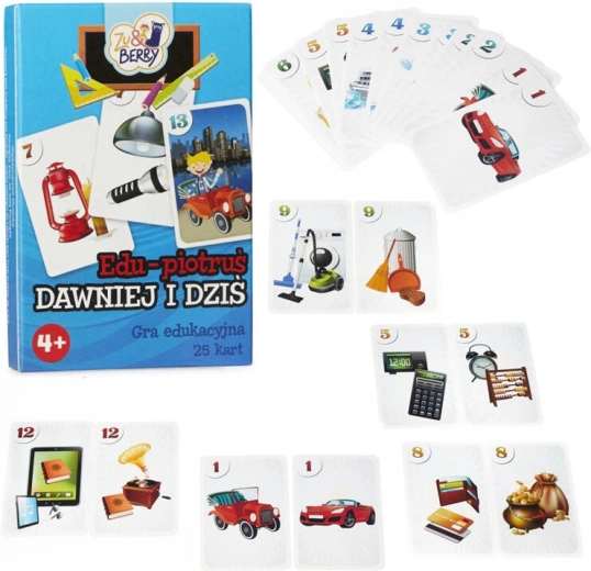 Muduko Karten Tic-Tac-Toe Früher und heute – Lernspiel mit 25 Karten