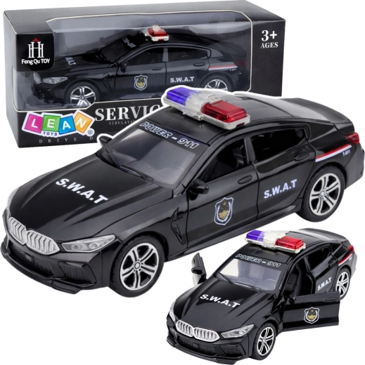 SWAT-Polizeiauto mit Licht und Sound, öffnenden Türen, schwarz