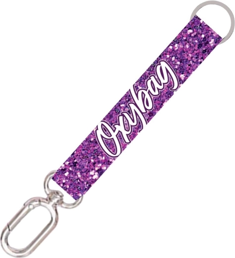 Kurzer Schlüsselanhänger mit Karabiner Purple Glitter
