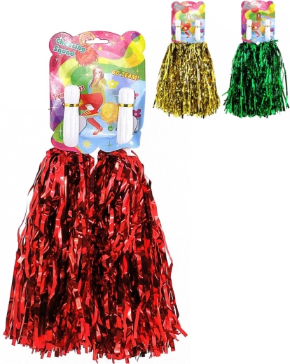 Cheerleader-Pompons mit Fransen 30 cm (2 Stk.) – verschiedene Farben