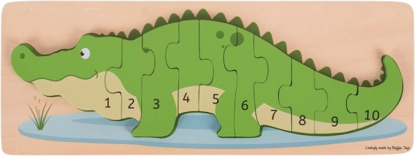 Einlegepuzzle Krokodil mit Zahlen BIGJIGS TOYS