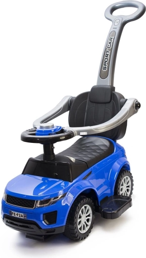 Kinder-Rutschfahrzeug und Laufauto 2-in-1 mit Schiebestange und Hupe, blau