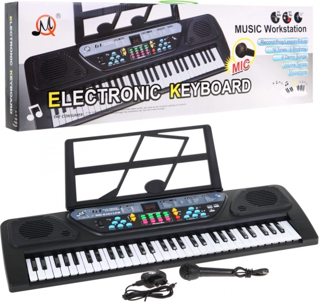 Kinderkeyboard mit Lernmodus 5+ mit Mikrofon und Notenständer