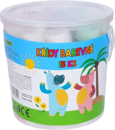 Bunte Gehwegkreiden im Eimer, 15 Stk.