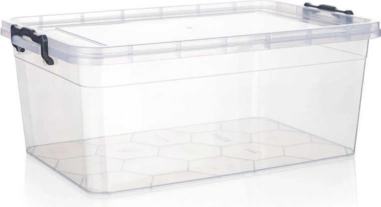 Aufbewahrungsbox Gema 20 l mit Deckel und Clips, transparent