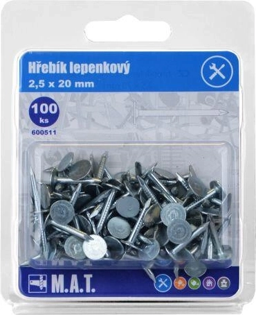 Pappnägel 20 × 2,5 mm, verzinkt (100 Stk.)