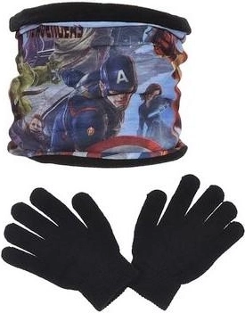 Avengers-Halswärmer und Handschuhe