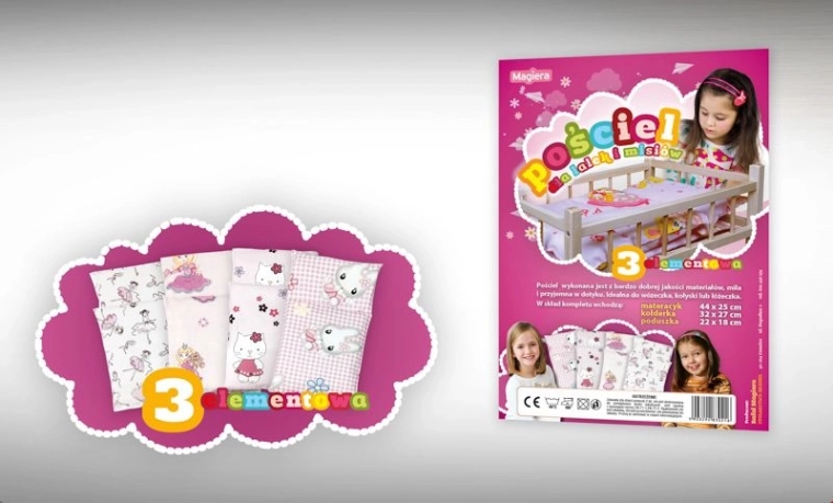 3-teiliges Bettwäsche-Set für Puppen