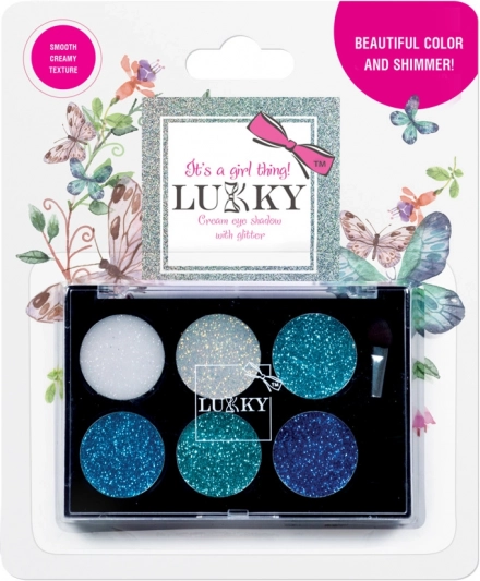 Lukky cremige Lidschatten mit Glitzer und Pinsel - 6 Farben